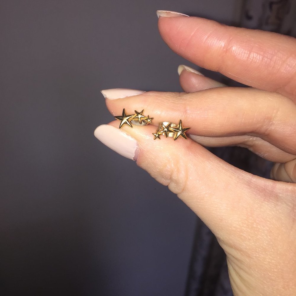 14k Gold Vermeil Trio Star Stud Earrings
